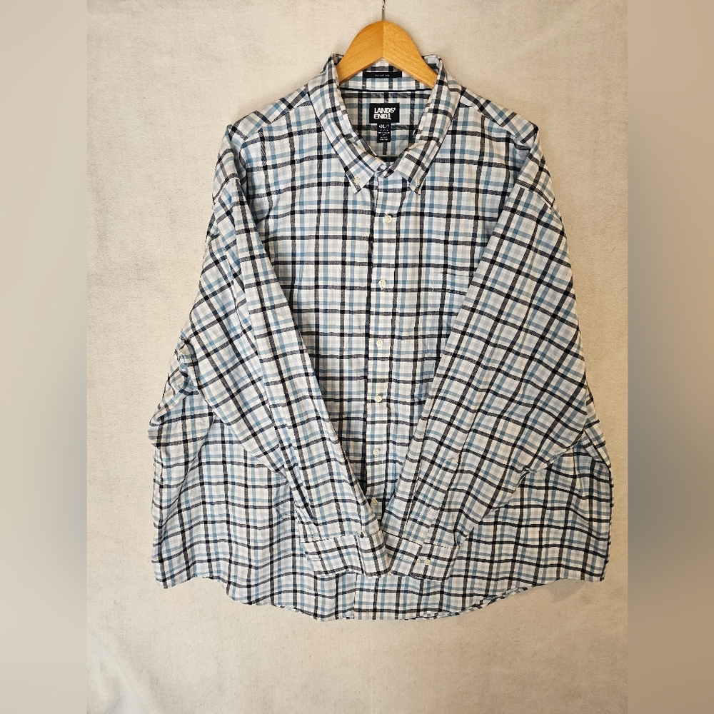 Lands' End Men's Multicolor Check Long Sleeve Shirt Size 4XLT